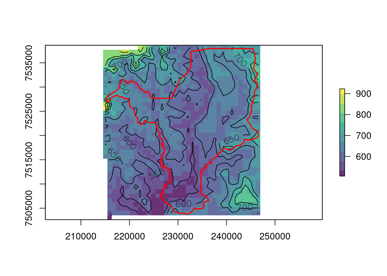 Vetorização do raster de elevação criando isolinhas para Rio Claro/SP.