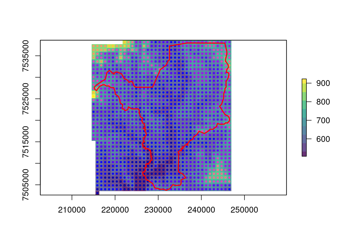 Vetorização do raster de elevação criando um gride de pontos para Rio Claro/SP.