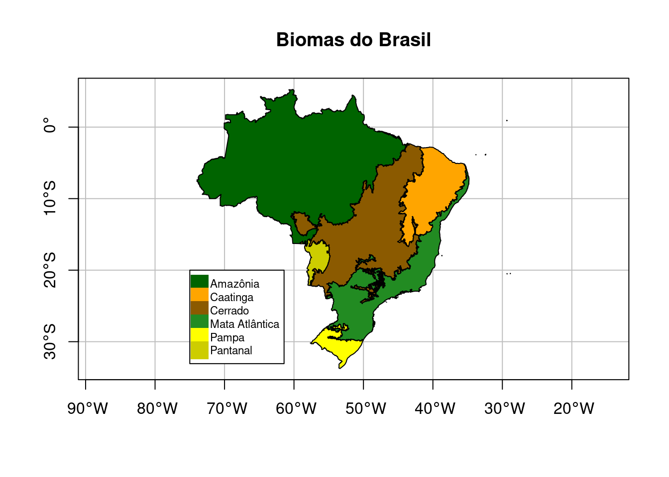 Mapa feito com a função `plot()` de um objeto vetor.