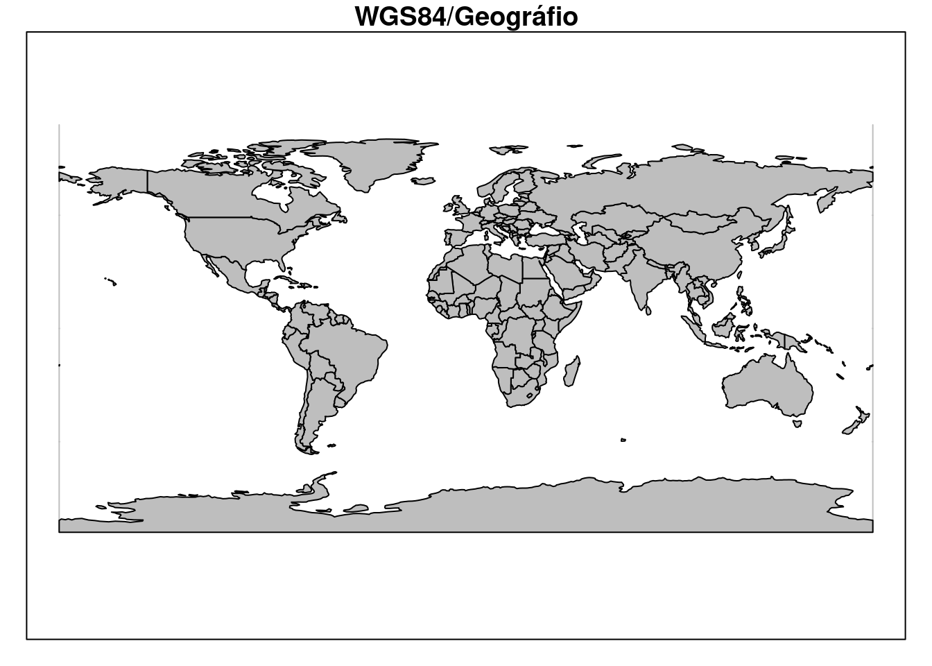 Limite dos países do mundo com CRS geográfico e datum WGS84.